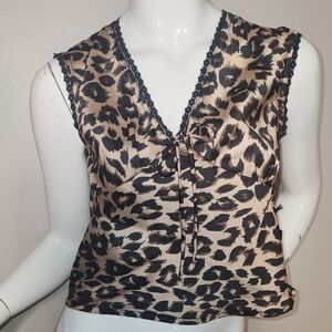 Leopard Print Sleeveless Blouse